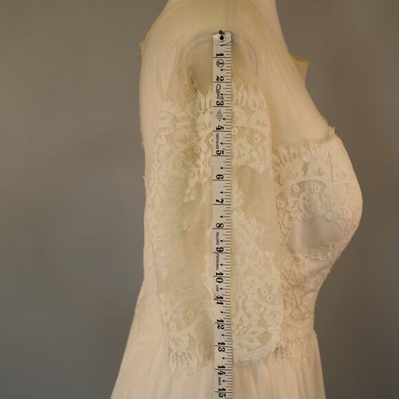 Galina Size 14 Ivory Wedding Dress Illusion Bodice w/Lace Sleeves STYLE# WG3817 - Picture 6 of 16